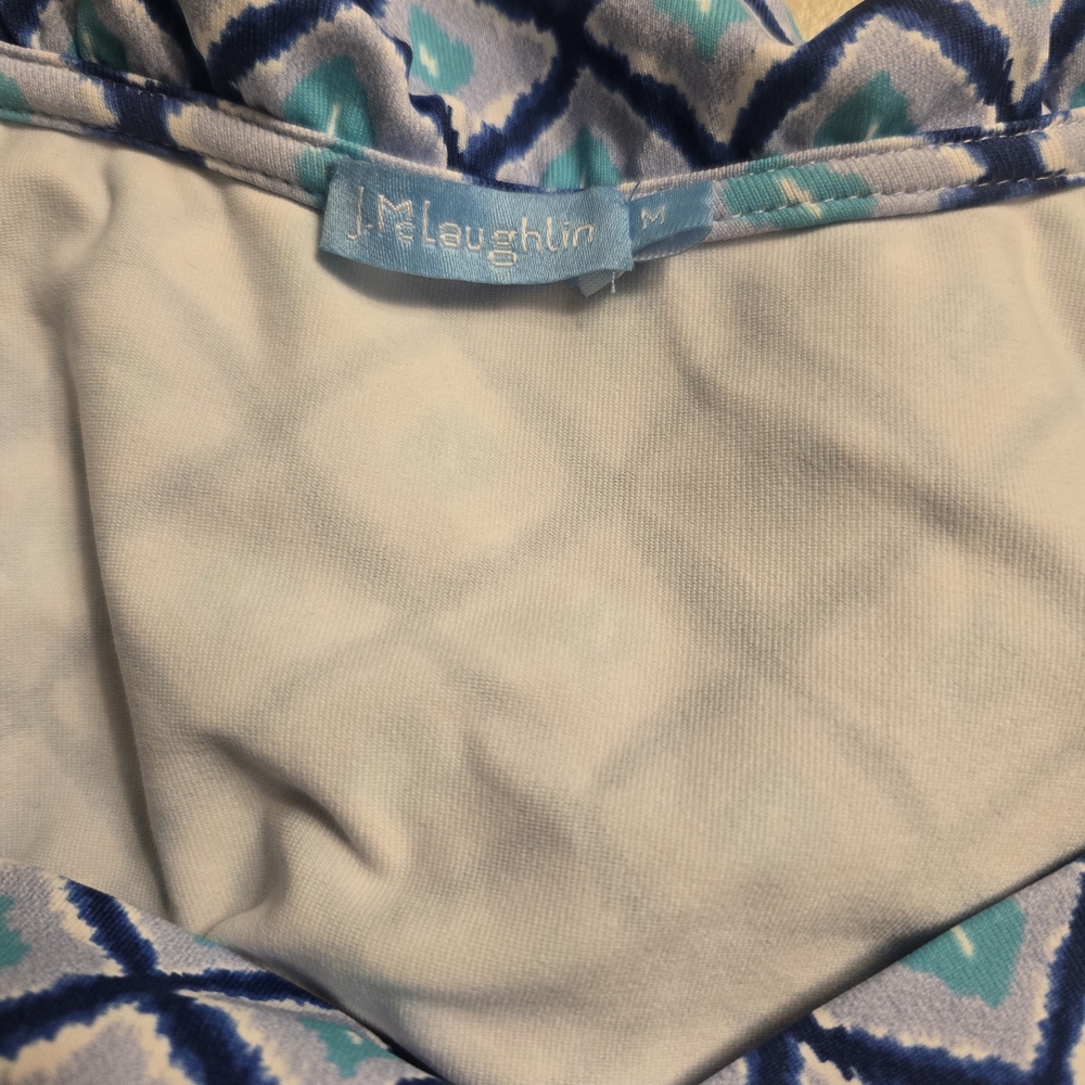 J. McLaughlin Blue & Aqua Diamond Ruffle V-Neck Tunic - Picture 5 of 5